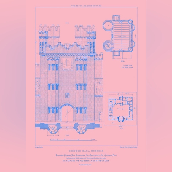Architectural Print:Oxburgh Hall Entrance Gateway / Size A2 - Picture 1 of 5